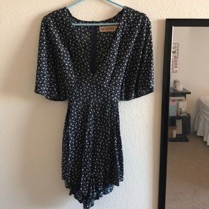 Navy blue floral romper